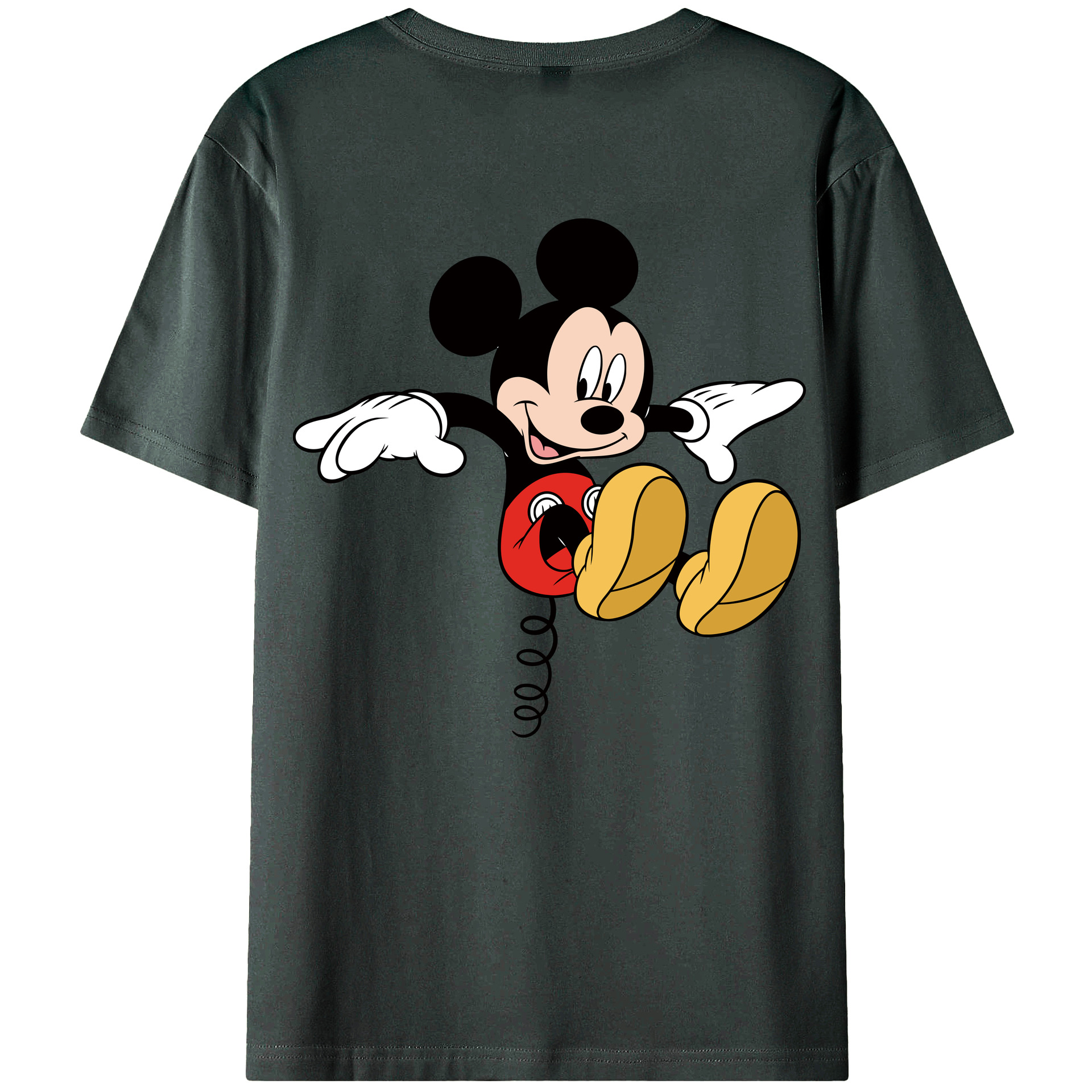 ミッキーマウス Mickey Mouse 綿100％ メンズ半袖Tシャツ（バックプリント） 通気性